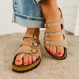 Birkenstock Florida Soft Footbed Oiled Leather Sandal - Tobacco Brown - Lace and Grace Boutique