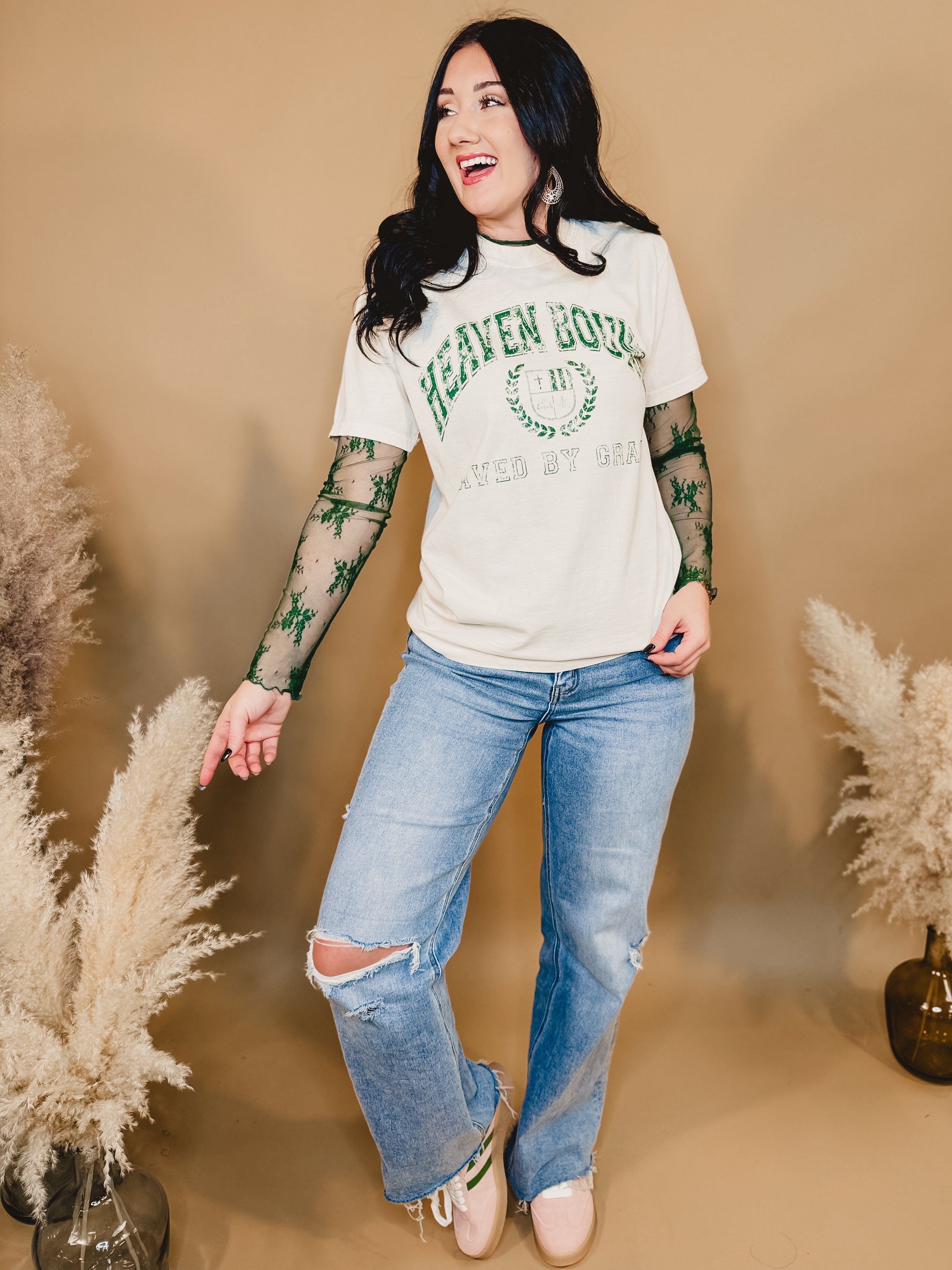 Heaven Bound Graphic Tee - Cream - Lace and Grace Boutique