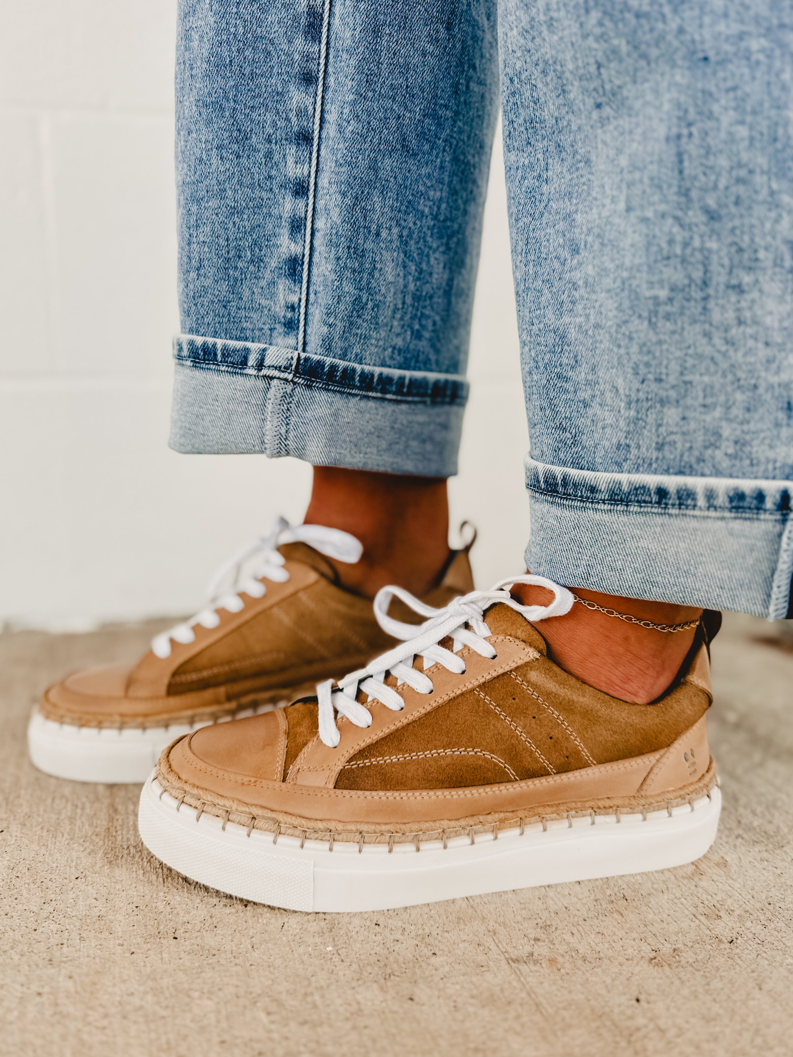Roan by Bedstu Void Leather-Suede Whipstitch Lace Up Sneakers - Oats Tan MHD TML - Lace and Grace Boutique