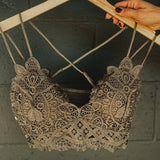 Scalloped Floral Crochet Lace Bralette - Olive