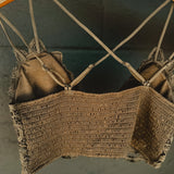 Scalloped Floral Crochet Lace Bralette - Olive