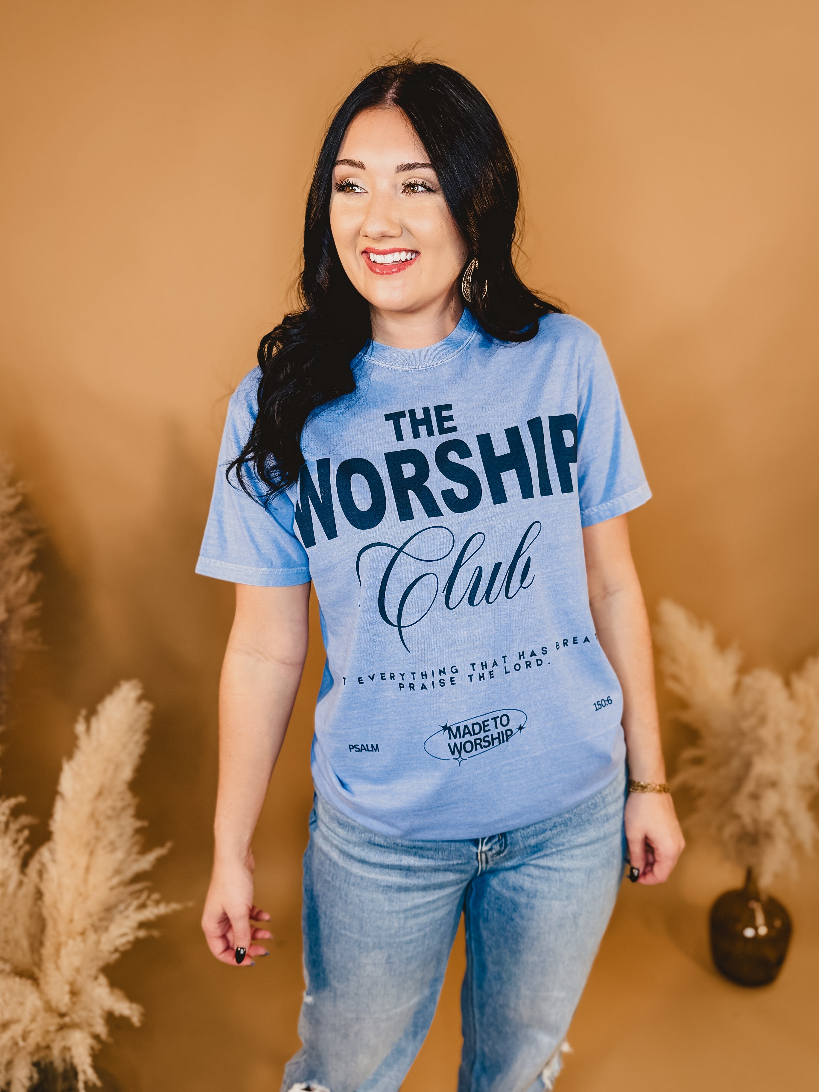 The Worship Club Graphic Tee - Blue - Lace and Grace Boutique