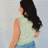 Floral Jacquard Sweater Knit Top - Sage - Lace and Grace Boutique