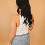 Ribbed Scoop Neck Knit Tank - Off White - Lace and Grace Boutique