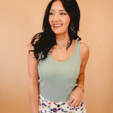 Ribbed Scoop Neck Knit Tank - Seafoam - Lace and Grace Boutique