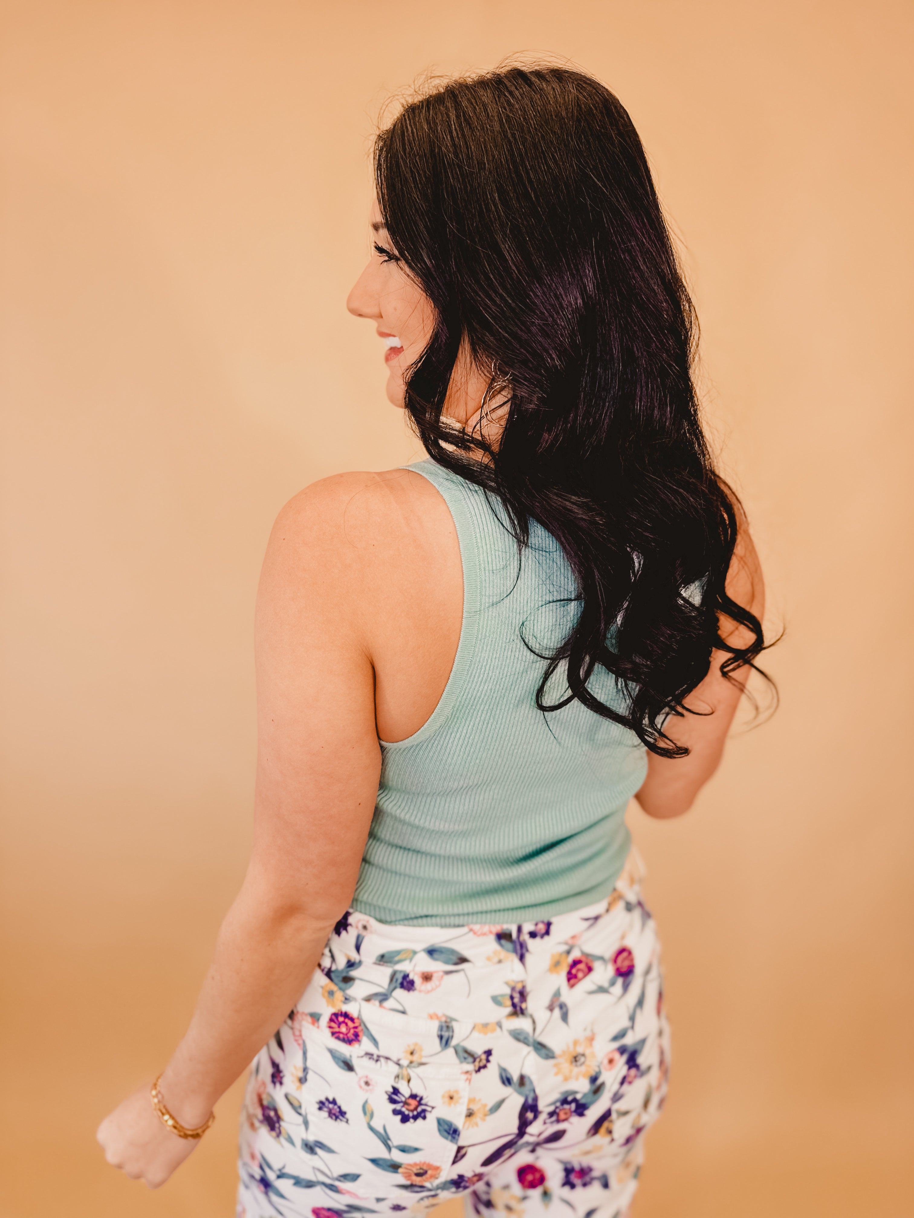 Ribbed Scoop Neck Knit Tank - Seafoam - Lace and Grace Boutique