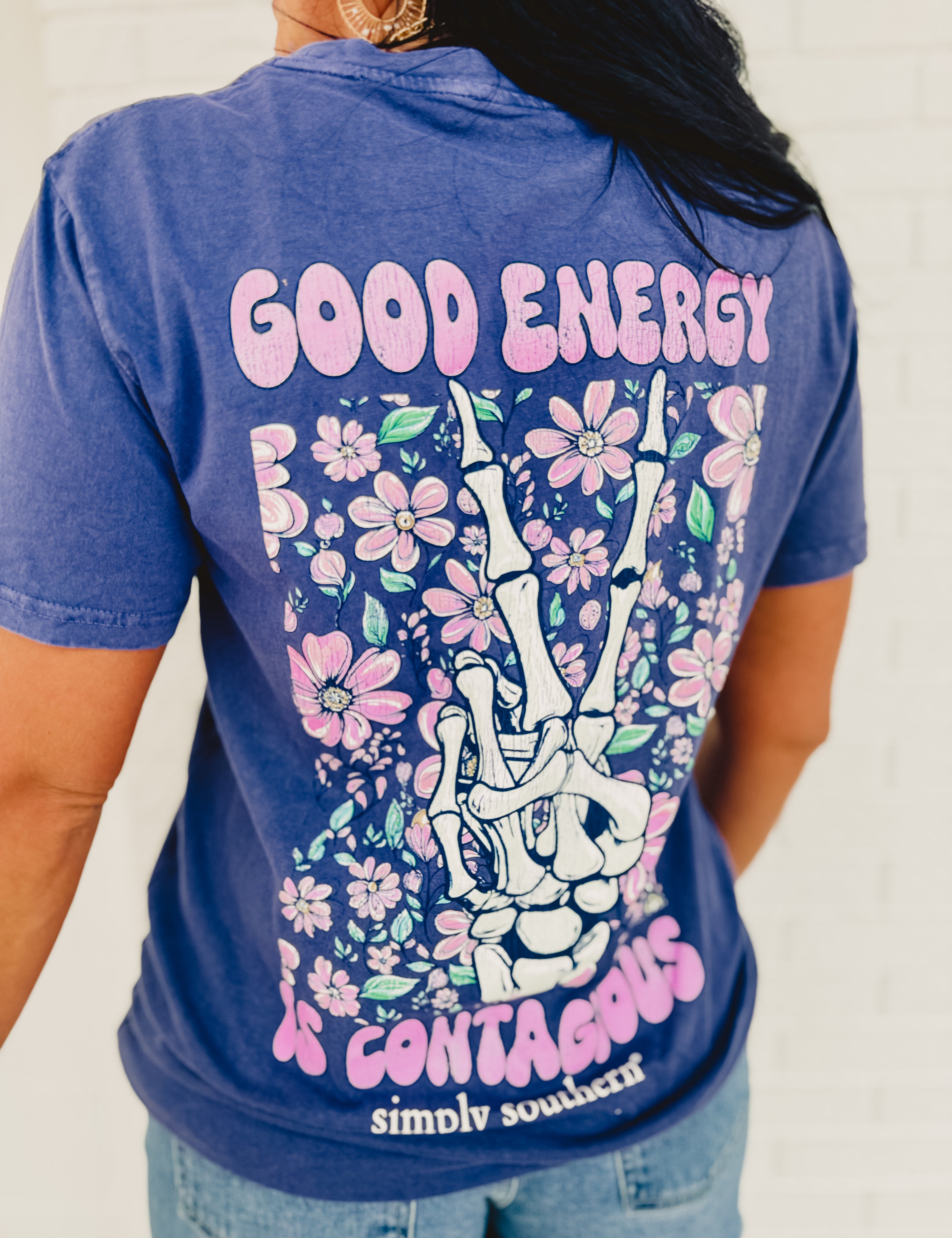 Simply Southern Good Energy Tee - Navy - Lace and Grace Boutique