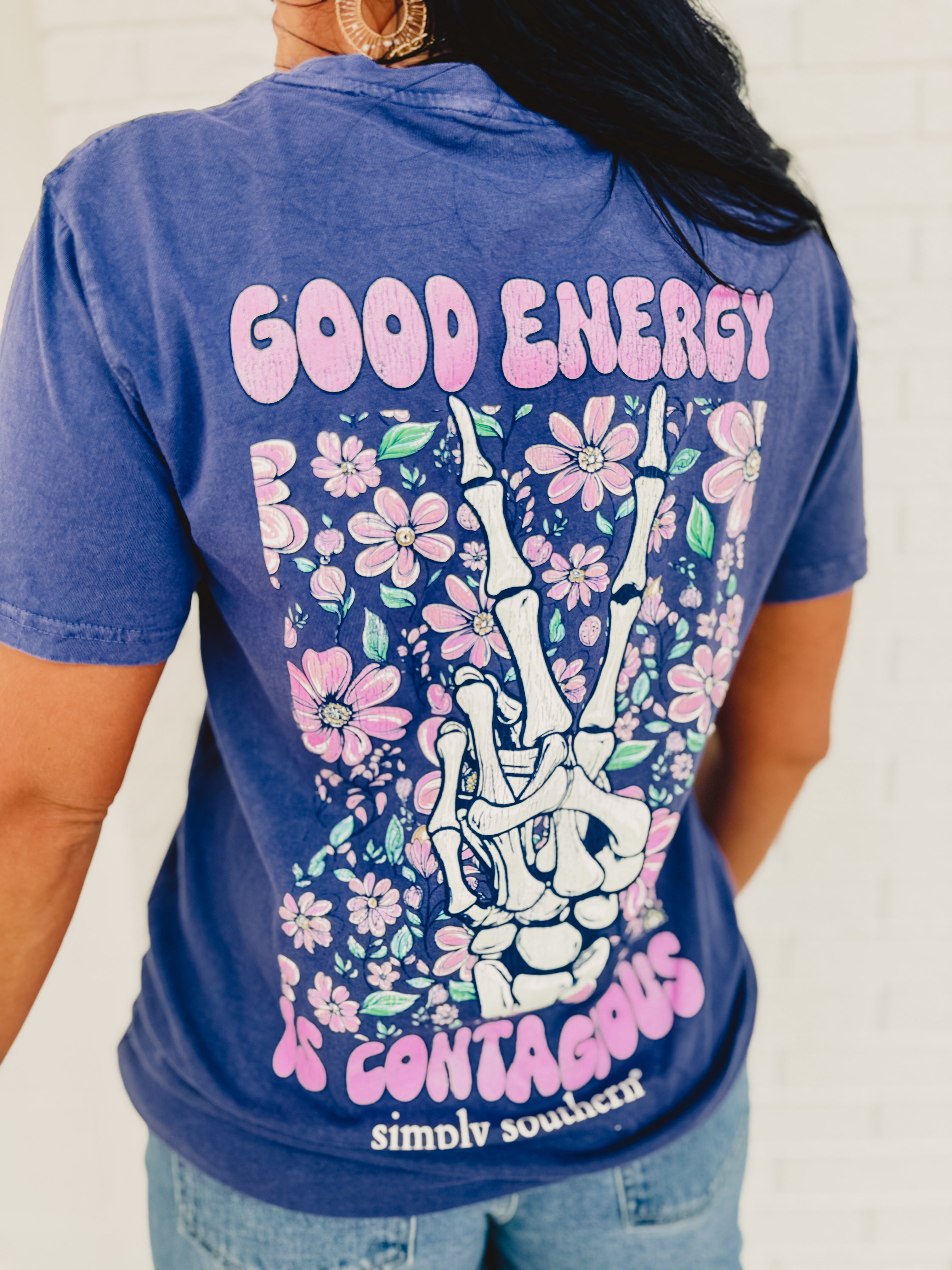 Simply Southern Good Energy Tee - Navy - Lace and Grace Boutique