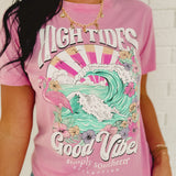 Simply Southern High Tides Graphic Tee - Pink - Lace and Grace Boutique