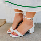 Weekend Open Toe Low Block Heel - White - Lace and Grace Boutique