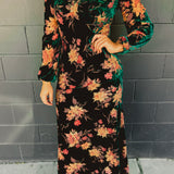 Burnout Velvet Long Sleeve Maxi Dress - Emerald