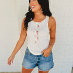 POL Contrast Ribbed Tank Top - Ivory - Lace and Grace Boutique