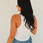 POL Contrast Ribbed Tank Top - Ivory - Lace and Grace Boutique