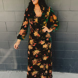 Burnout Velvet Long Sleeve Maxi Dress - Emerald
