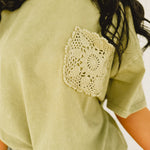 Short Sleeve Mineral Washed Oversized Top - Washed Olive - Lace and Grace Boutique