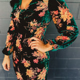 Burnout Velvet Long Sleeve Maxi Dress - Emerald
