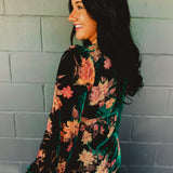 Burnout Velvet Long Sleeve Maxi Dress - Emerald