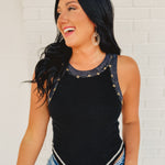 POL Textured Knit Tank - Black - Lace and Grace Boutique