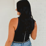 POL Textured Knit Tank - Black - Lace and Grace Boutique