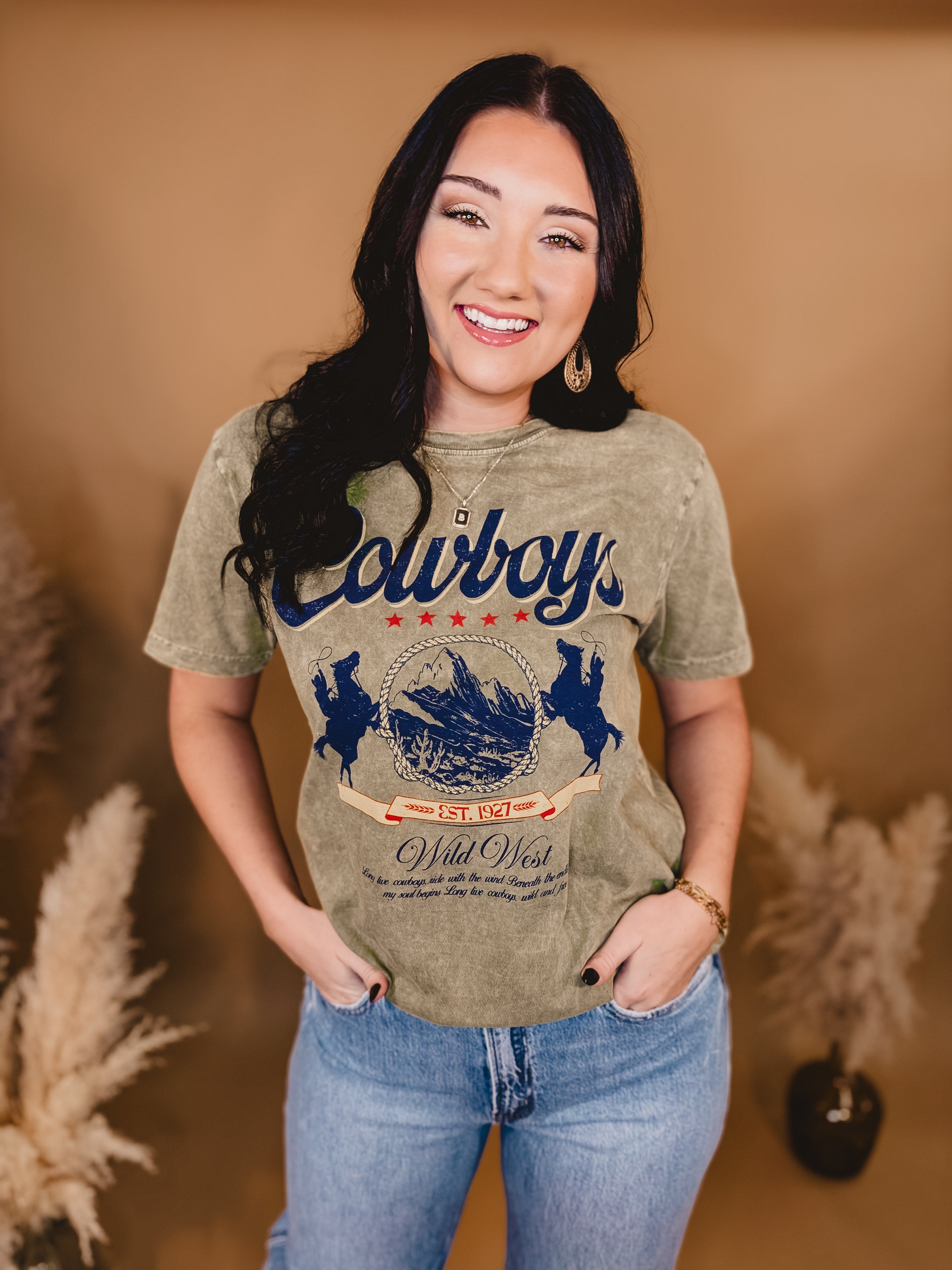 Cowboy Wild West Mineral Graphic Tee - Sage - Lace and Grace Boutique