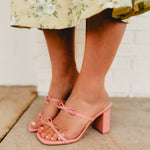 The Wendy Double Strap Bow Heel - Pink - Lace and Grace Boutique