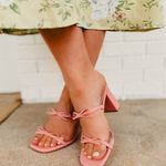 The Wendy Double Strap Bow Heel - Pink - Lace and Grace Boutique