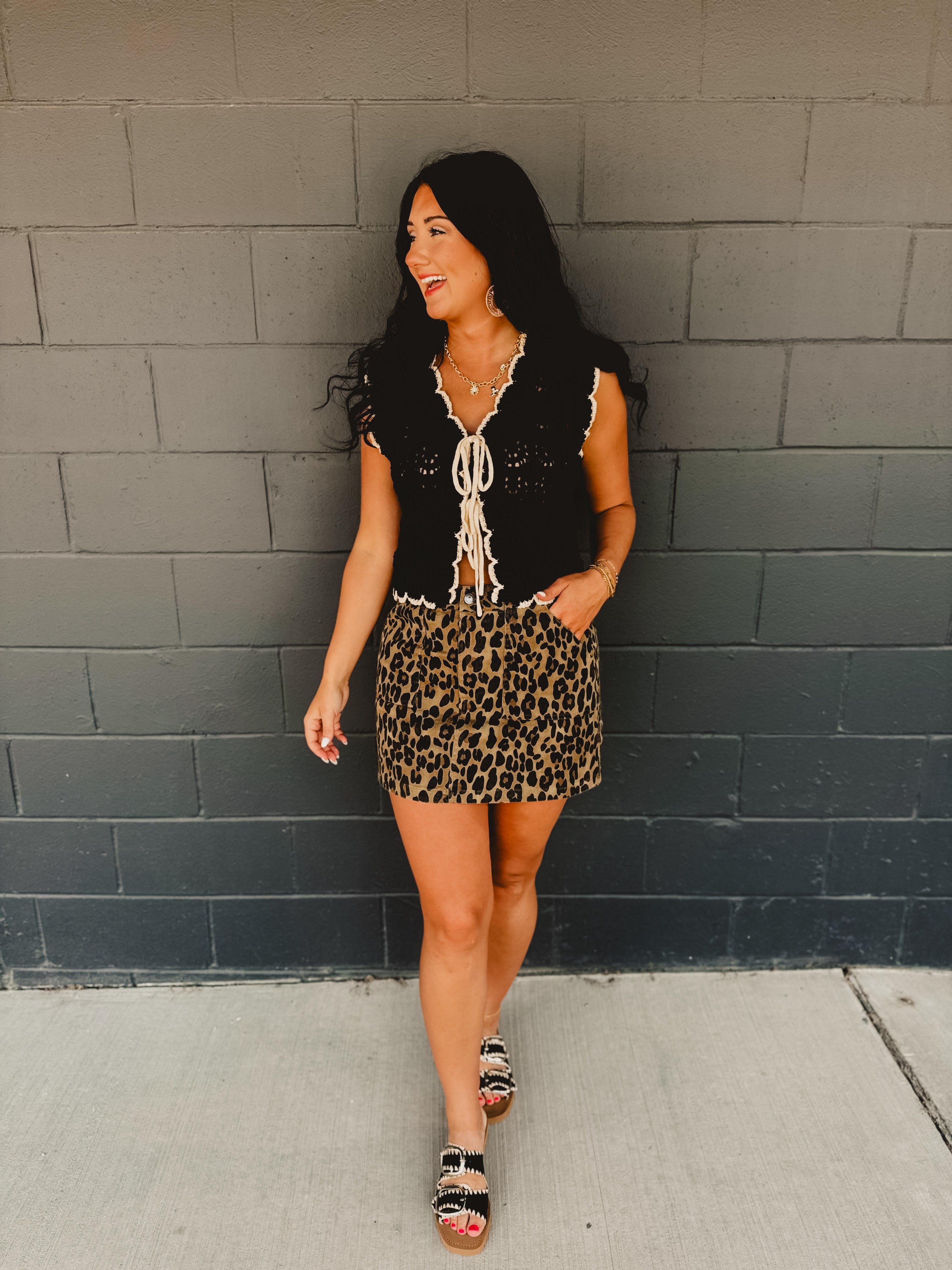 Leopard Cargo Mini Skirt - Camel - Lace and Grace Boutique