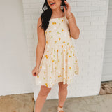 Floral Mini Flare Dress- Cream Multi - Lace and Grace Boutique