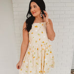 Floral Mini Flare Dress- Cream Multi - Lace and Grace Boutique