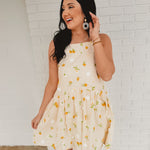 Floral Mini Flare Dress- Cream Multi - Lace and Grace Boutique