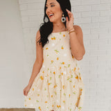 Floral Mini Flare Dress- Cream Multi - Lace and Grace Boutique