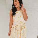 Floral Mini Flare Dress- Cream Multi - Lace and Grace Boutique