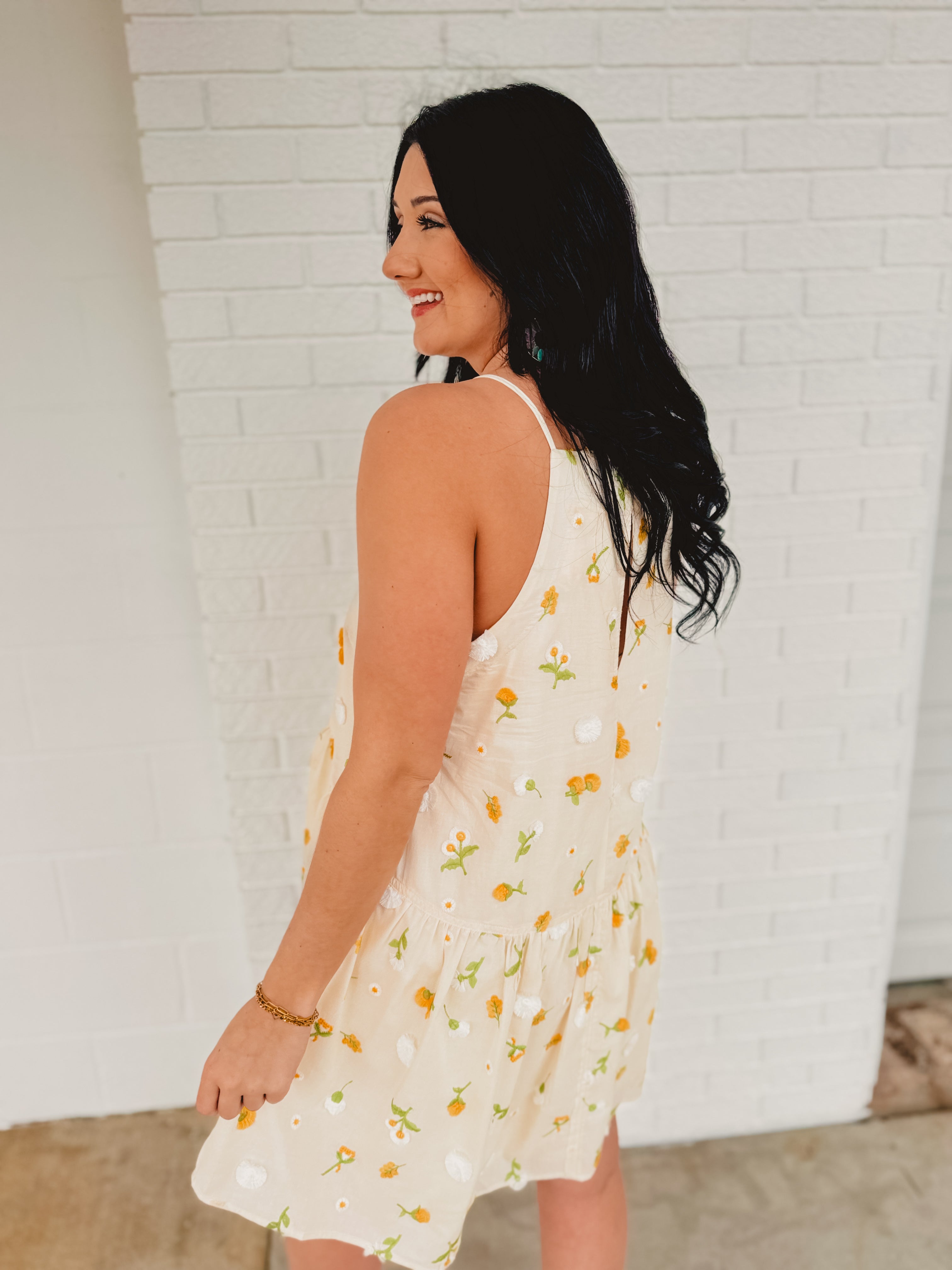 Floral Mini Flare Dress- Cream Multi - Lace and Grace Boutique