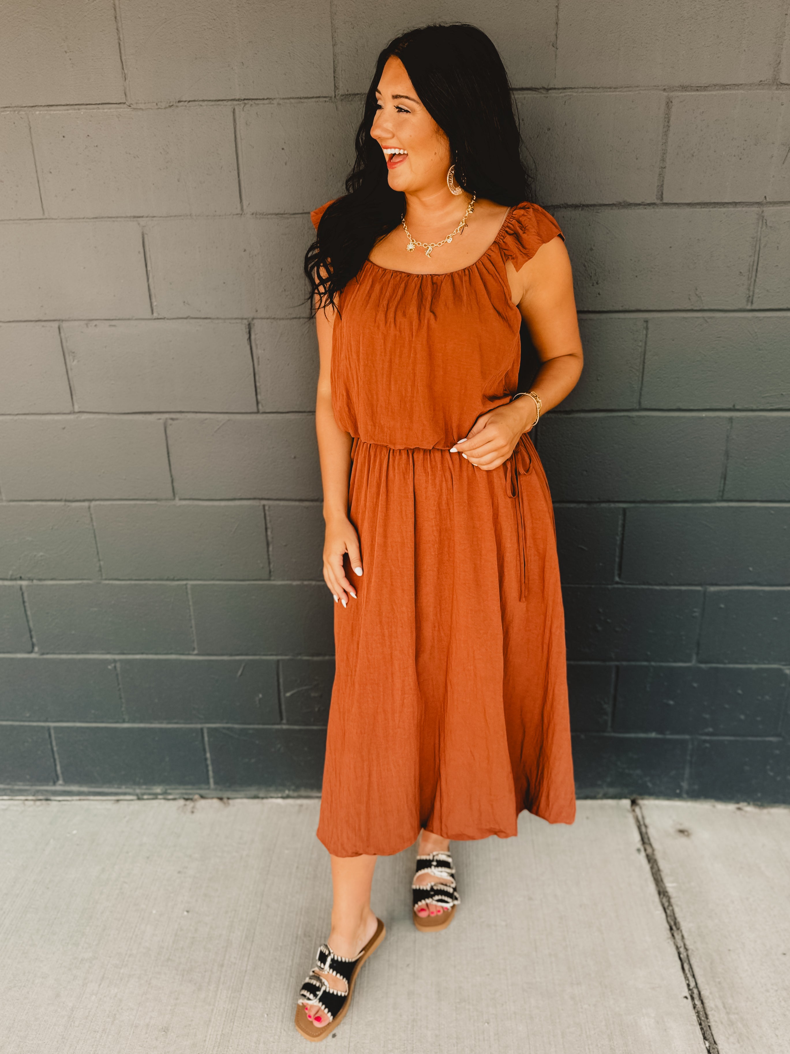 Two Piece Bubble Top & Skirt Set - Rust - Lace and Grace Boutique