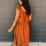 Two Piece Bubble Top & Skirt Set - Rust - Lace and Grace Boutique