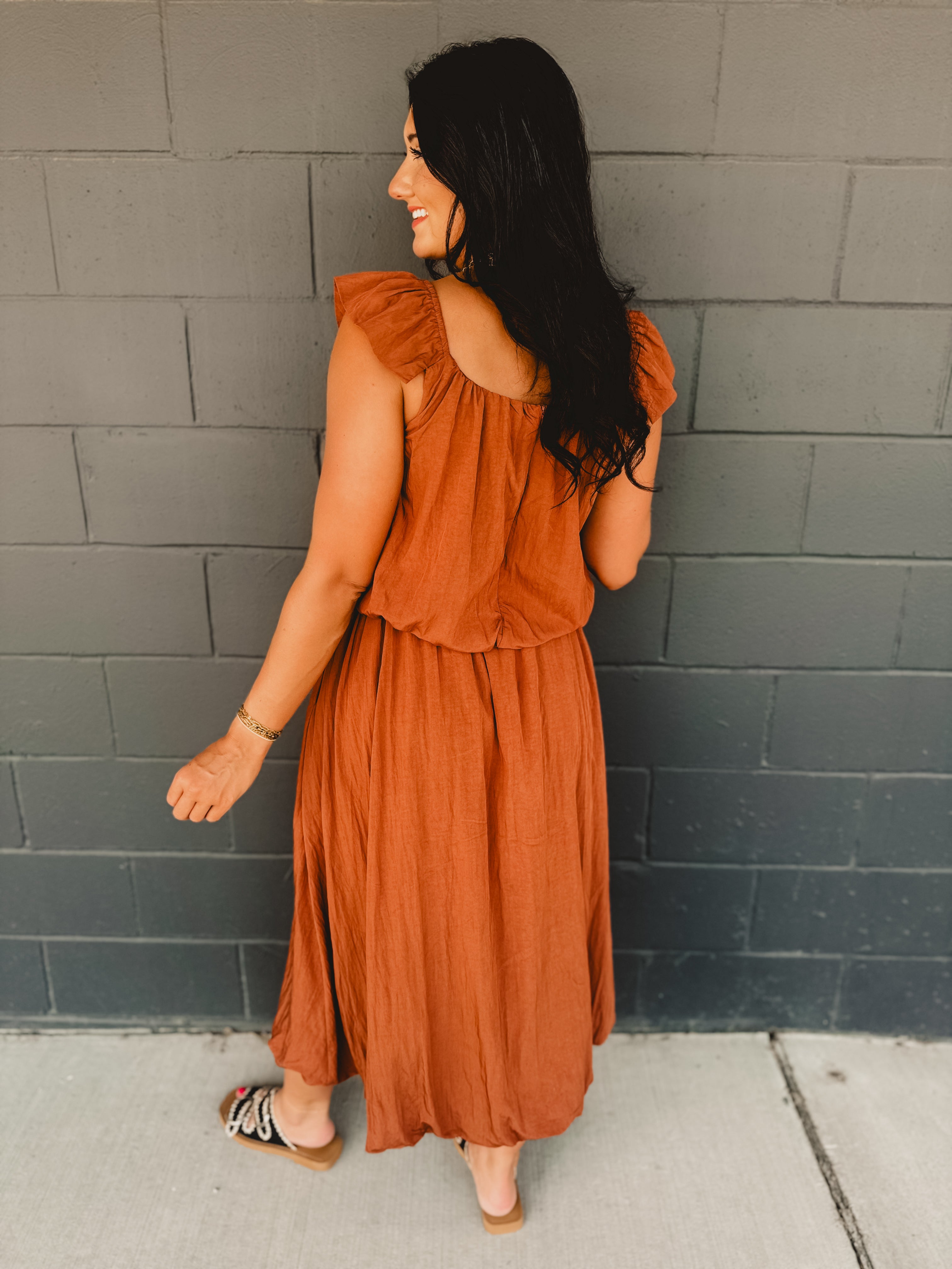 Two Piece Bubble Top & Skirt Set - Rust - Lace and Grace Boutique