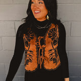 Front Tie Crochet Detail Suede Vest - Mocha