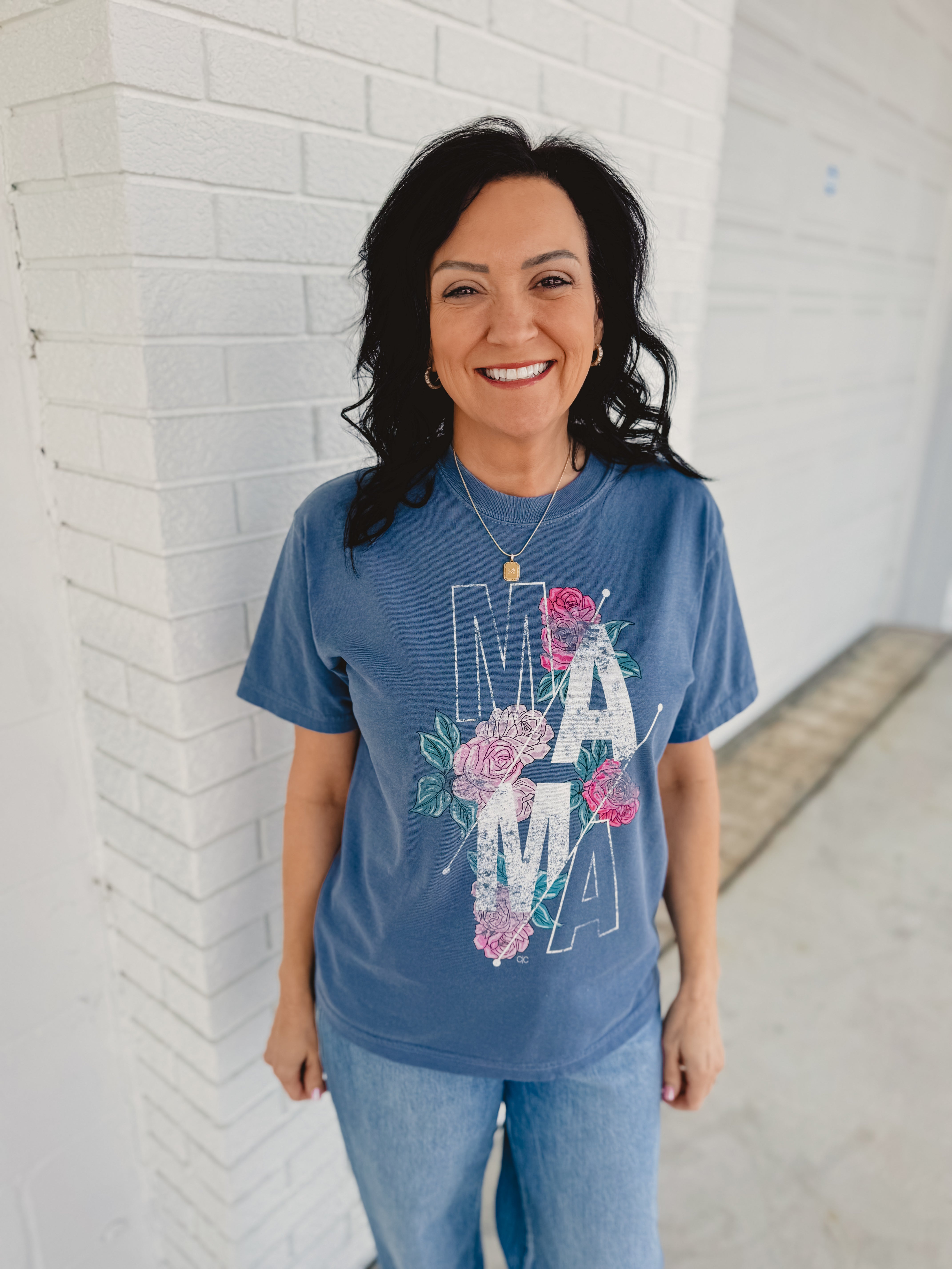 Mama Rose Tee - Slate Blue - Lace and Grace Boutique
