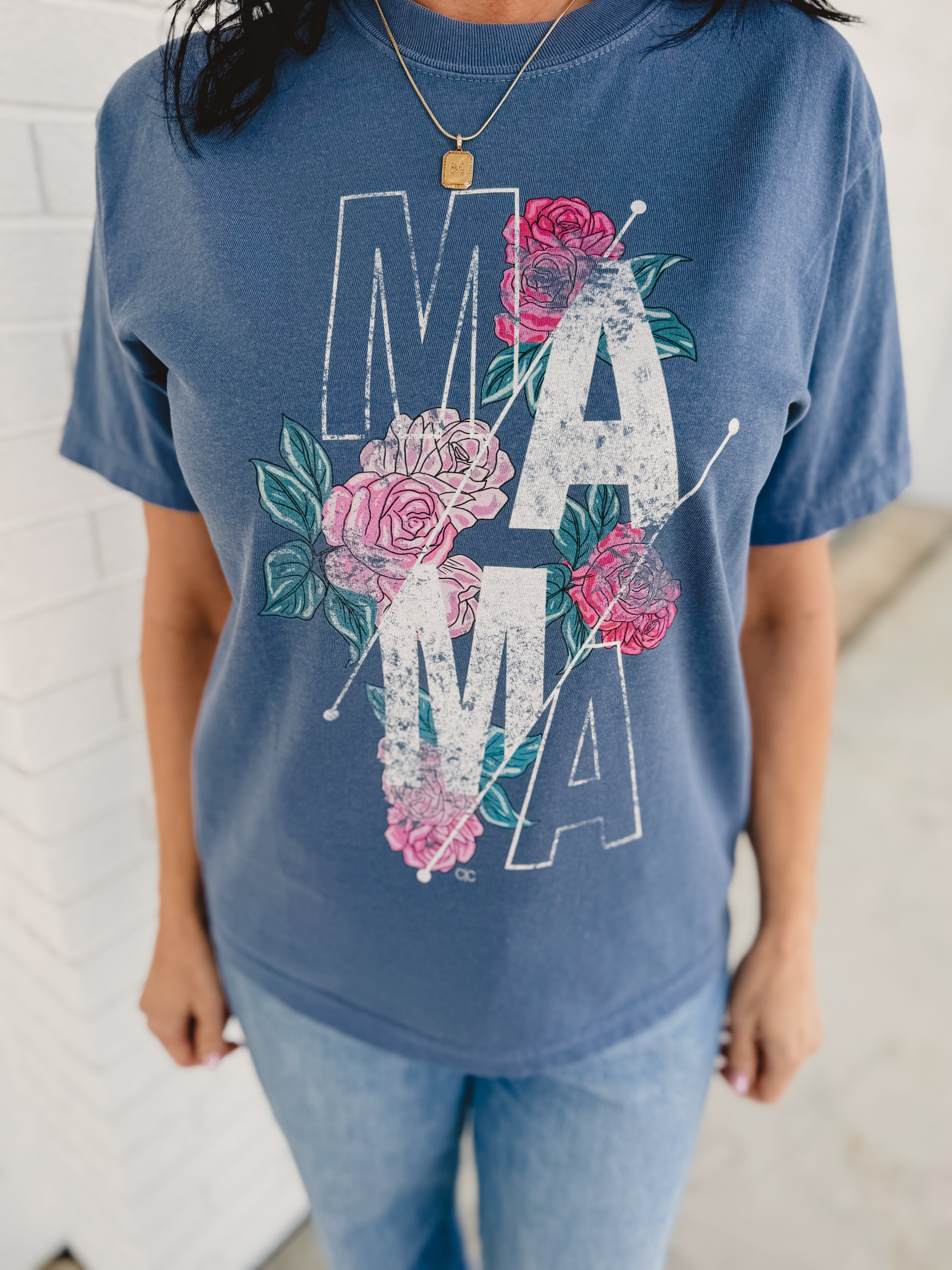 Mama Rose Tee - Slate Blue - Lace and Grace Boutique