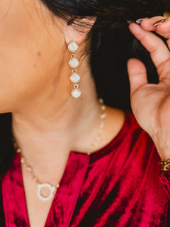 All On You Stone Drop Earrings - White - Lace and Grace Boutique