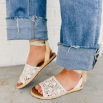 Macrame Lace Up Sandal - Beige - Lace and Grace Boutique