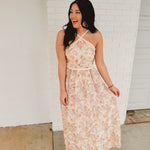 Paisley Halter Neck Embroidered Midi Dress - Cream Multi - Lace and Grace Boutique