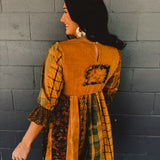 Fit & Flare Boho Patchwork Mini Dress - Camel
