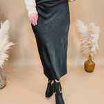 Crinkled Textured Maxi Skirt - Black - Lace and Grace Boutique