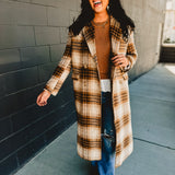 Plaid Longline Duster Coat - Fawn