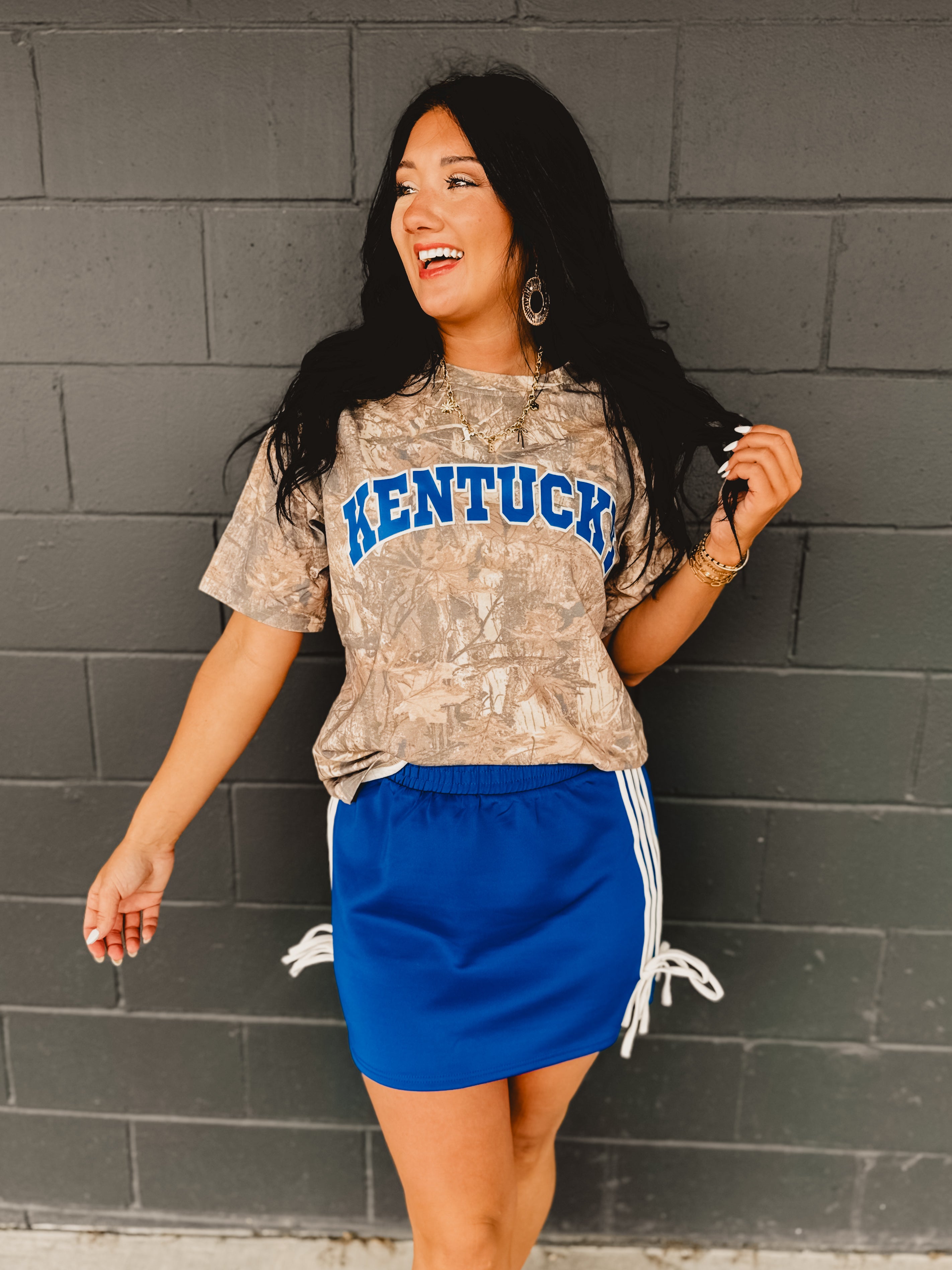 Bow Detail Track Mini Skirt - Blue - Lace and Grace Boutique