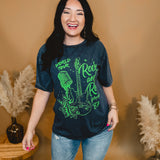 Rock N Roll Forever Oversized Tee - Mineral Charcoal - Lace and Grace Boutique