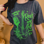 Rock N Roll Forever Oversized Tee - Mineral Charcoal - Lace and Grace Boutique