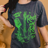 Rock N Roll Forever Oversized Tee - Mineral Charcoal - Lace and Grace Boutique