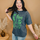 Rock N Roll Forever Oversized Tee - Mineral Charcoal - Lace and Grace Boutique